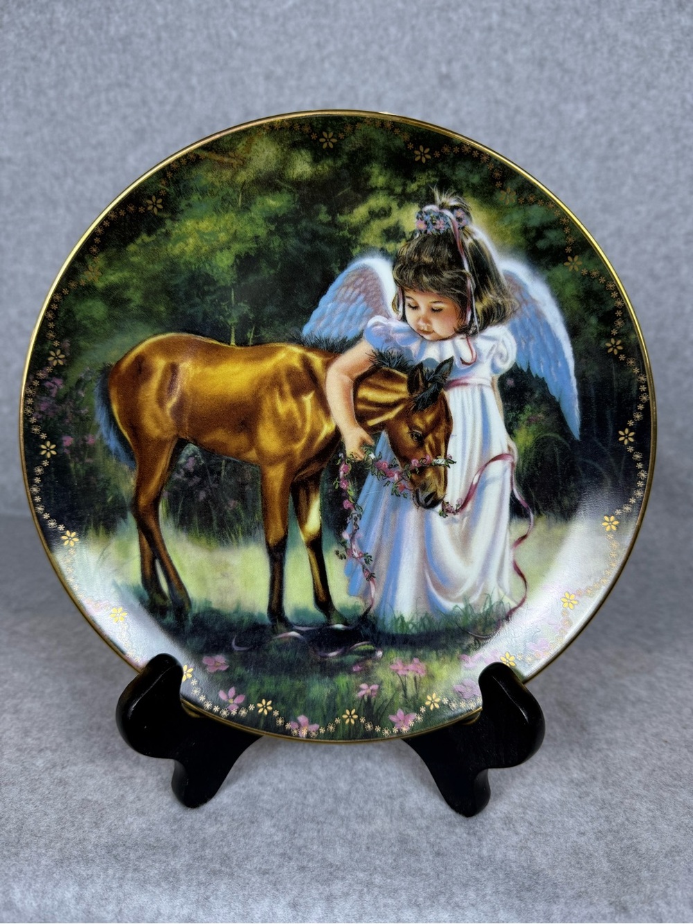The Bradford Exchange Angel Girl Plate with Gold Foal and White Dress